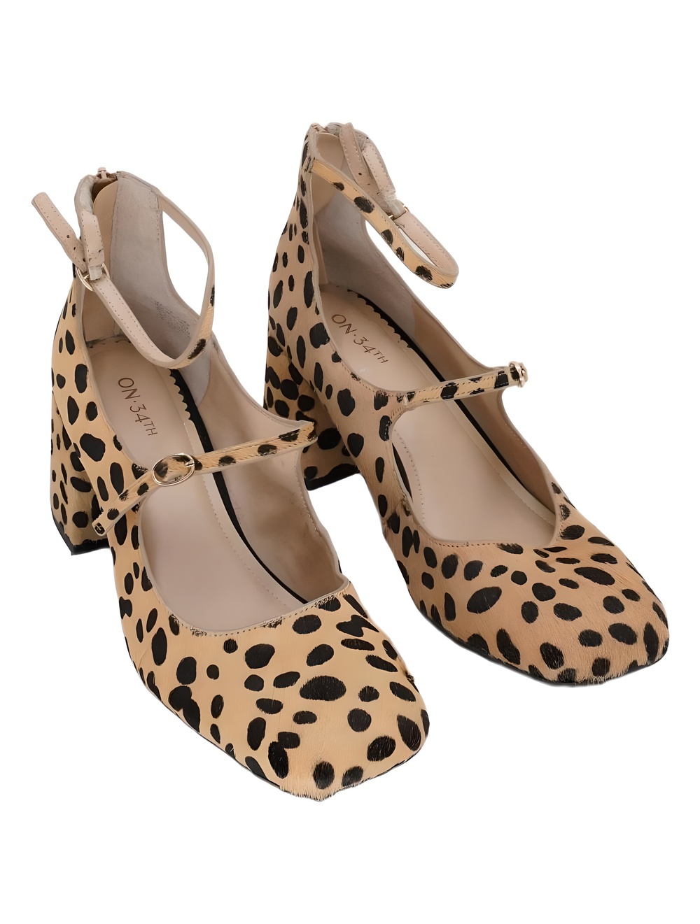 On 34th Womens Tonii Leopard Haircalf Mary Jane 2.5 Block Heel Shoes Size 10M